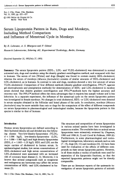Serum Lipoprotein Pattern in Rats, Dogs and Monkeys, Including
