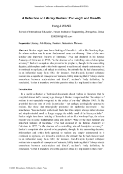 A Reflection on Literary Realism: It`s Length and Breadth Hong
