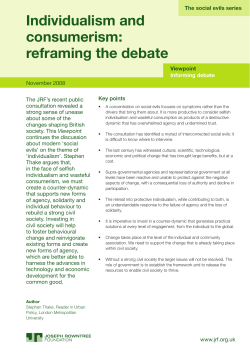Individualism and consumerism: reframing the debate (summary)
