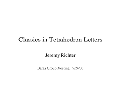 Classics in Tetrahedron Letters
