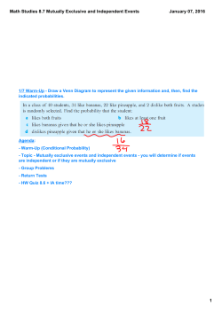 Math Studies 8.7 Mutually Exclusive and Independent Events