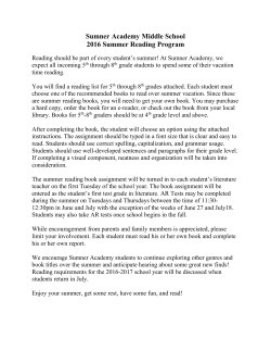 Sumner Academy Middle School 2016 Summer Reading Program