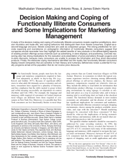 Decision Making and Coping of Functionally Illiterate Consumers