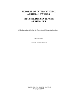 Arbitral award establishing the Czechoslovak