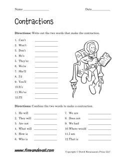 Contractions Worksheet
