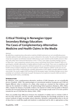Critical Thinking in Norwegian Upper Secondary Biology Education