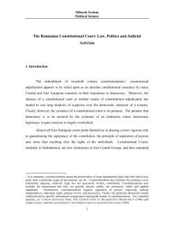 Law and Politics in the Jurisprudence of the Romanian