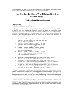 One Reading for Every Word Order: Revisiting Russian Scope