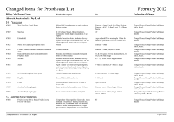 Changed Prostheses List - Private Healthcare Australia