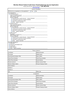 Meridian Mutual Federal Credit Union Checking/Savings Account