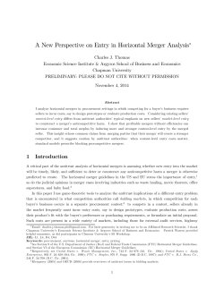 A New Perspective on Entry in Horizontal Merger Analysis&lowast;