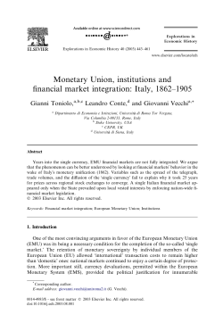 Monetary Union, institutions and financial market integration: Italy