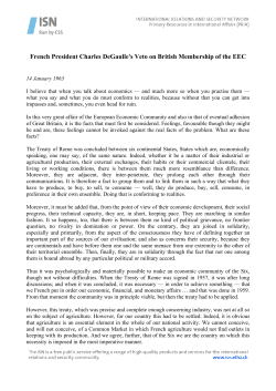 French President Charles de Gaulle`s Veto on British Membership of