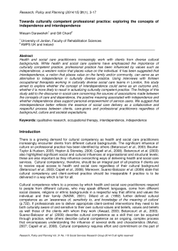 Towards culturally competent professional practice