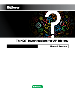 Preview of Teacher Guides to ThINQ! Investigations, Ver A - Bio-Rad