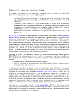 Brief overview on the regulation of new psychoactive substances in