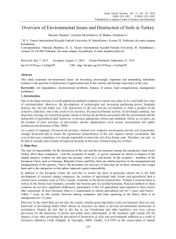 Overview of Environmental Issues and Destruction of Soils in Turkey