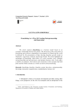LUCYNA LEWANDOWSKA* Franchising As A Way Of Creating