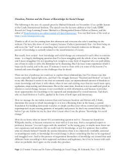 Page | 1 Freedom, Friction and the Future of Knowledge for Social