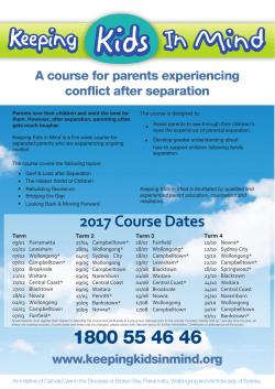 2017 Course Dates - Keeping Kids In Mind