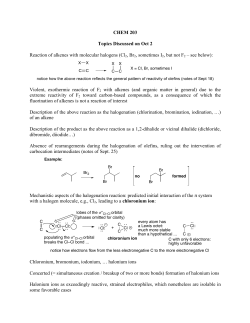 CHEM 203 Topics Discussed on Oct 2 Reaction of alkenes with