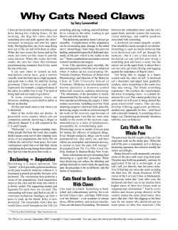 C:\MyFiles\Whole Cat Journal\Issue 40\Why Cats Need Claws.wpd