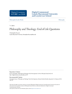 Philosophy and Theology: End of Life Questions
