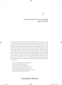 THE OrIGInS OF SICIlIAn WInE And CUlTUrE