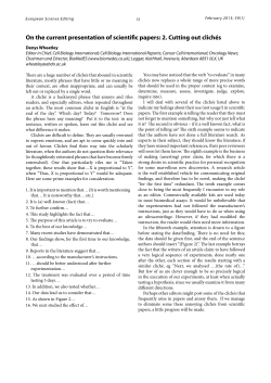 On the current presentation of scientific papers: 2. Cutting out clich&eacute;s