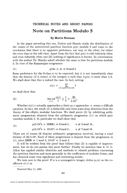 Note on Partitions Modulo 5