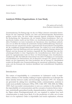 Autolysis Within Organizations: A Case Study