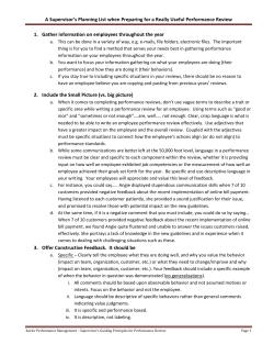 A Supervisor`s Planning List when Preparing for a