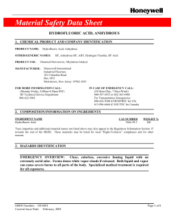 Material safety data sheet for hydrofluoric acid