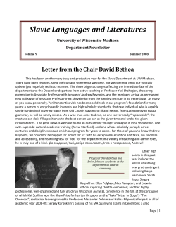 Slavic Languages and Literatures - UW