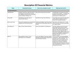 Description Of Financial Metrics