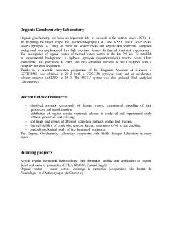 Organic Geochemistry Laboratory Recent fields of research
