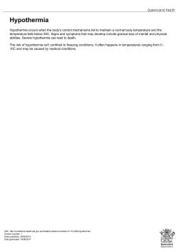 Hypothermia - Health conditions directory
