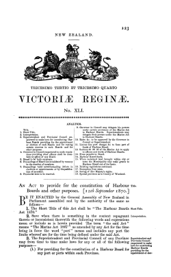 33 and 34 Victoriae 1870 No 41 Harbour Boards