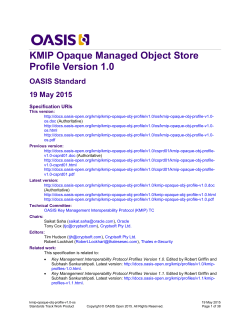 KMIP Opaque Managed Object Store Profile Version 1.0
