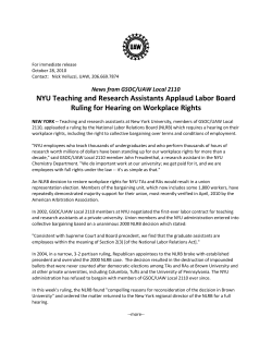 NYU Teaching and Research Assistants Applaud Labor Board