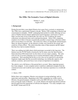 The Formative Years of Digital Libraries