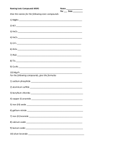 Give the names for the following ionic compounds: 1) MgBr2 2) KCl