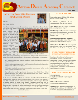 ADA Chronicle May 2014 - African Dream Academy