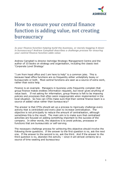 How to ensure your central finance function is adding value, not