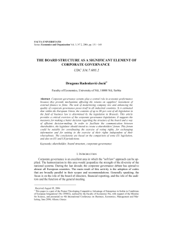 THE BOARD STRUCTURE AS A SIGNIFICANT