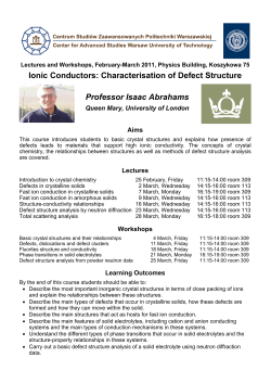 Ionic Conductors: Characterisation of Defect Structure Professor