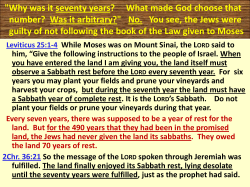 "Why was it seventy years? What made God choose that number
