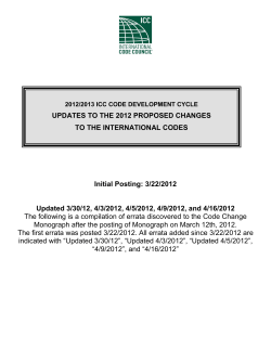 UPDATES TO THE 2012 PROPOSED CHANGES TO THE