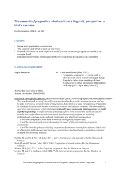 The semantics/pragmatics interface from a linguistic perspective: a