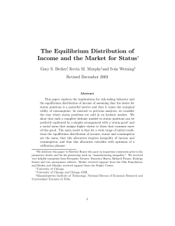 The Equilibrium Distribution of Income and the Market for Status&lowast;